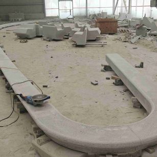 江苏 芝麻白花岗岩弧形花坛石，坐凳石