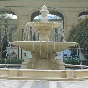 江苏 黄金麻花岗岩异型加工——户外庭院石雕流水喷泉