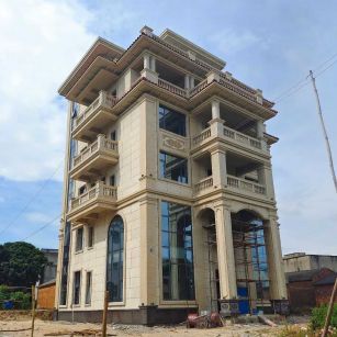 江苏 黄金麻花岗岩石材别墅外墙干挂搭配（雕花栏杆花瓶柱门楼罗马柱）