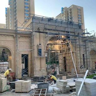 江苏 黄金麻荔枝面花岗岩小区门楼外墙干挂