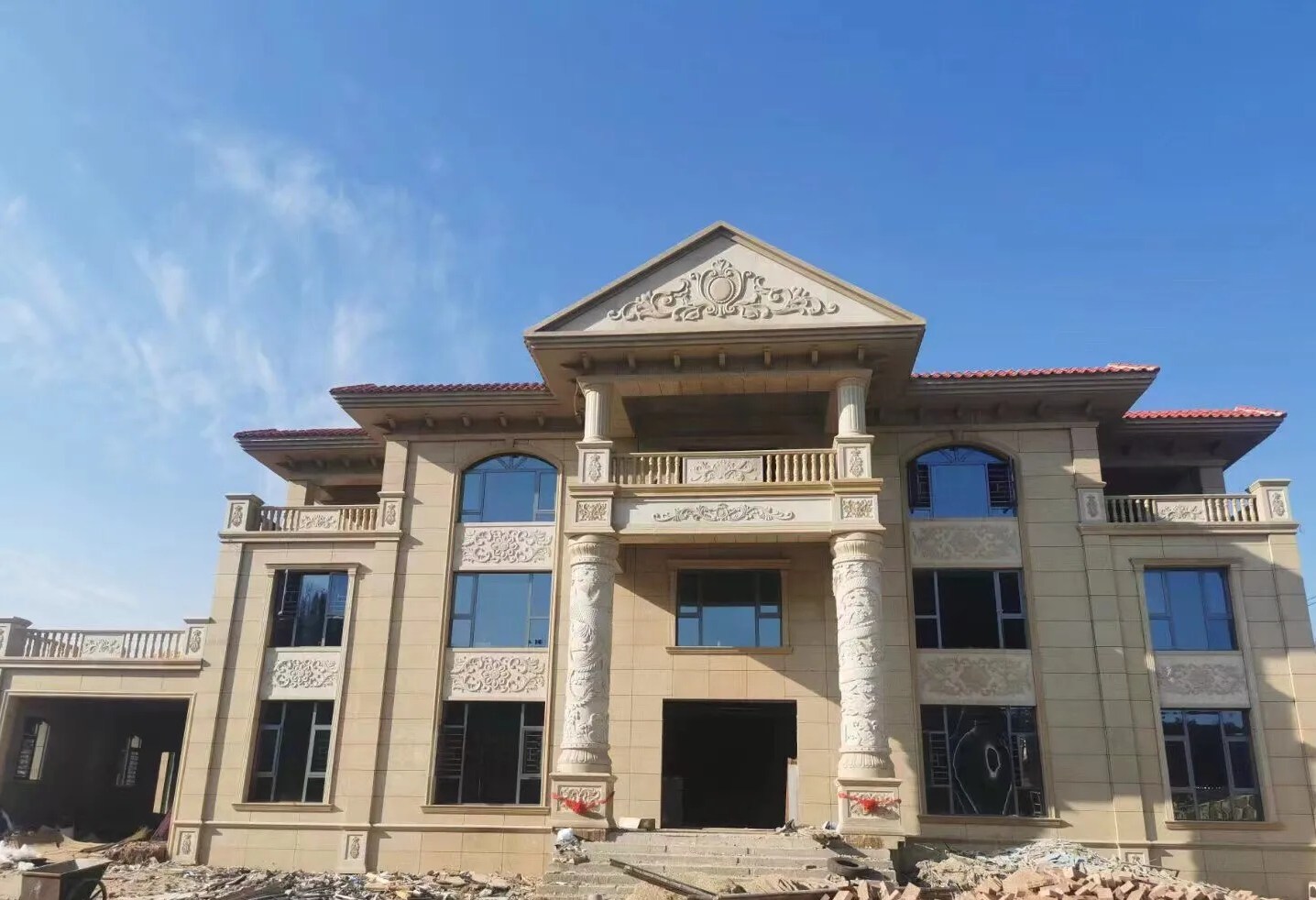 江苏 黄金麻花岗岩别墅外墙干挂